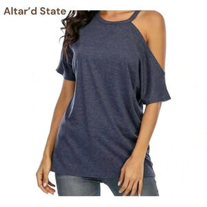 Altard state‎ Jean colored open shoulder tank